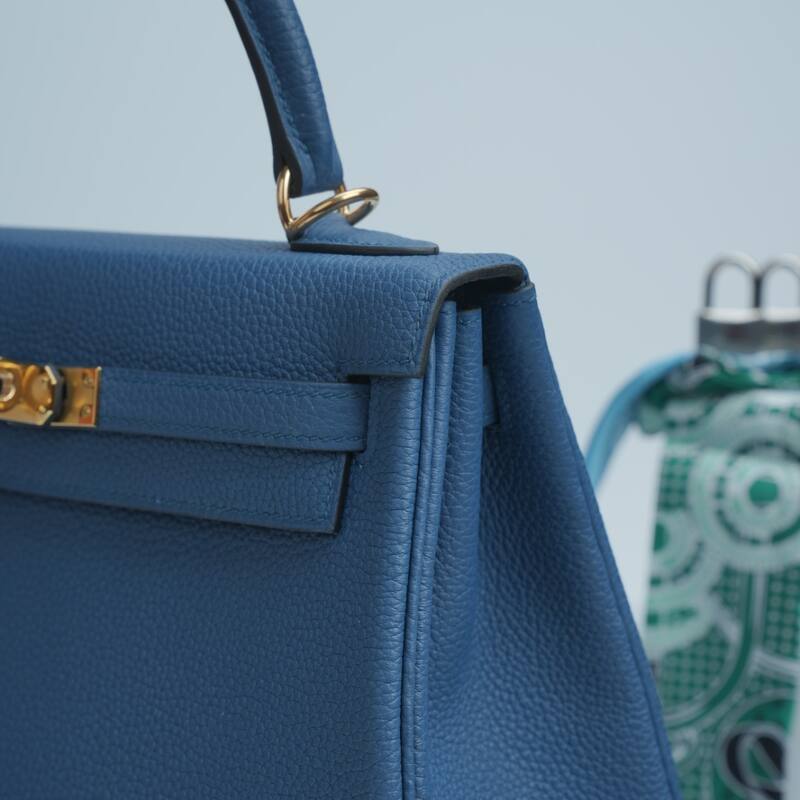 Hermes Kelly Blue Togo leather shoulder — Premium Replica