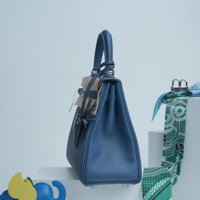 Hermes Kelly Blue Togo leather handbag — 1:1 Replica