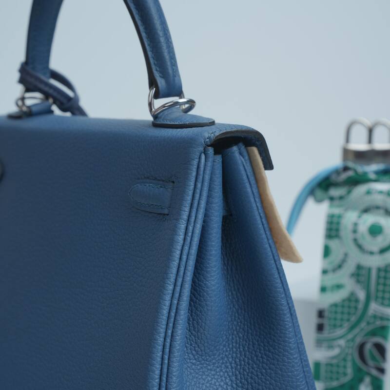 Hermes Kelly Blue Togo leather handbag — 1:1 Replica