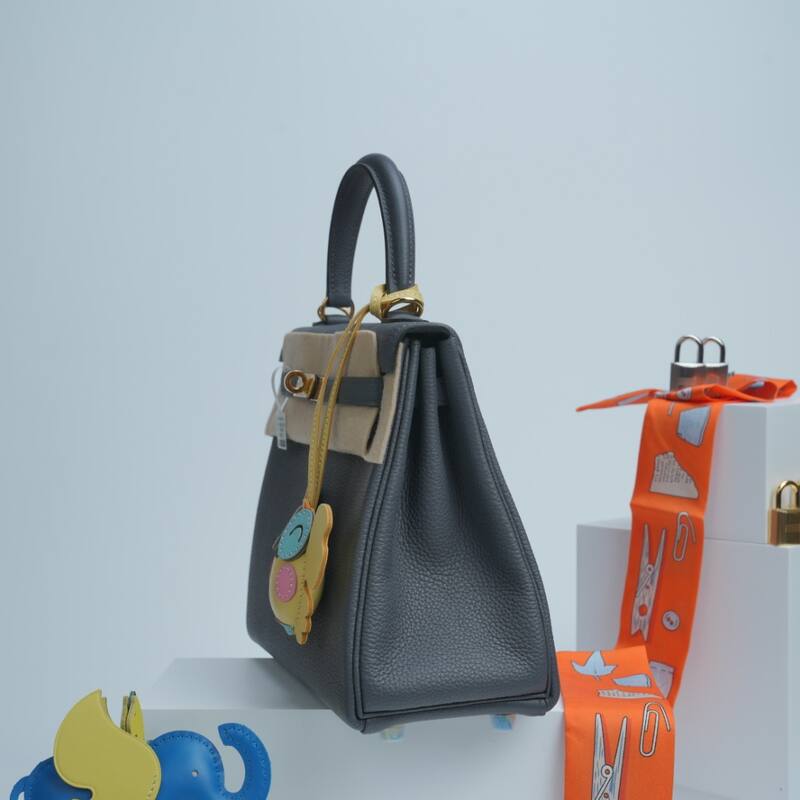 Hermes Kelly Blue-grey Togo leather handbag — 1:1 Replica