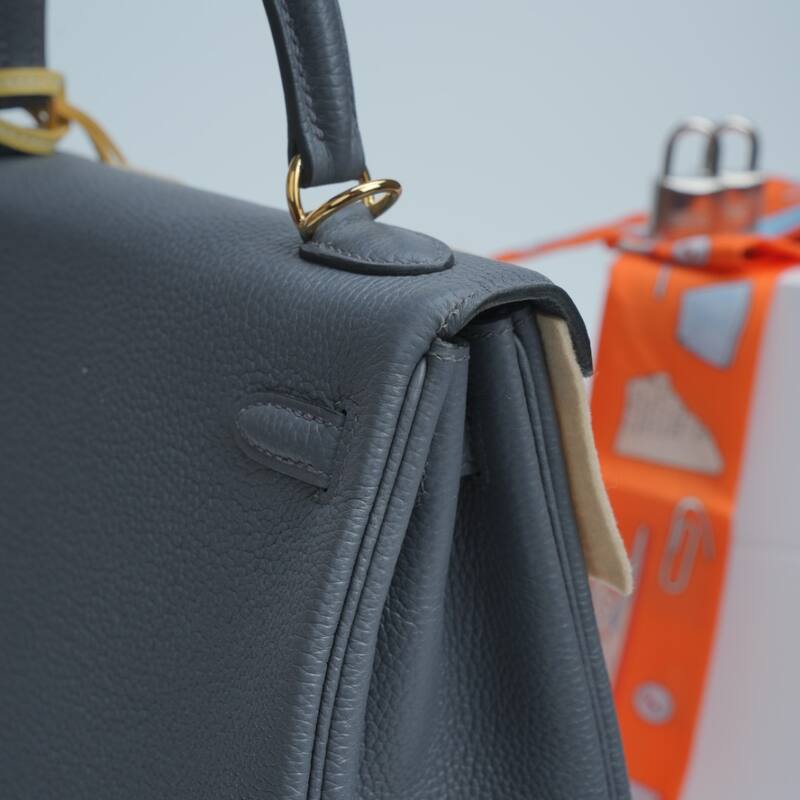 Hermes Kelly Blue-grey Togo leather handbag — 1:1 Replica