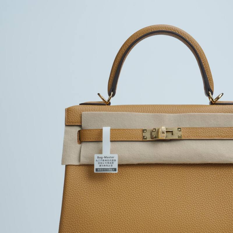 Hermes Kelly Gold Brown Togo leather shoulder — AAA Quality Replica