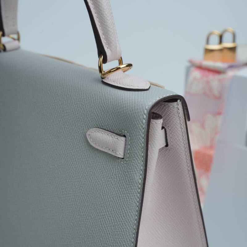 Hermes Kelly Grey and Beige Epsom shoulder — Premium Replica