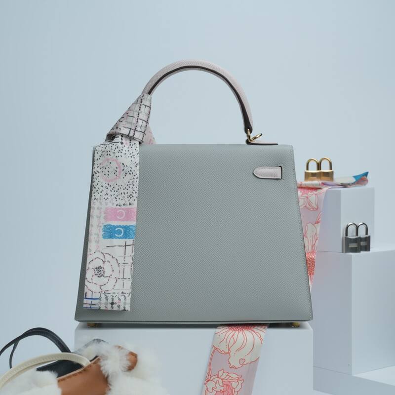 Hermes Kelly Grey and Beige Epsom shoulder — Premium Replica