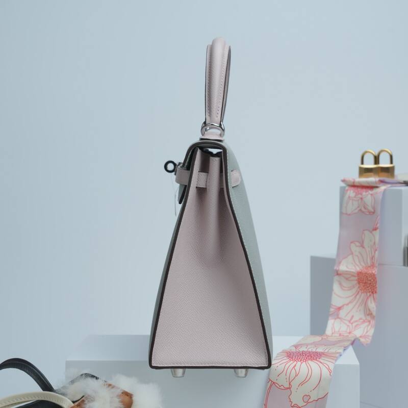 Hermes Kelly Light grey and pale pink Epsom shoulder — 1:1 Replica
