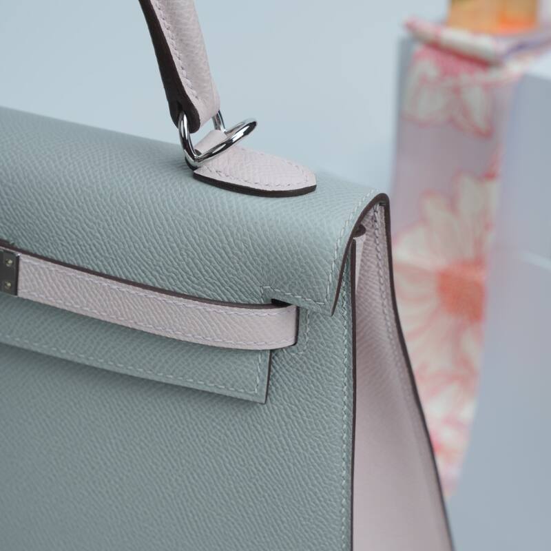 Hermes Kelly Light grey and pale pink Epsom shoulder — 1:1 Replica