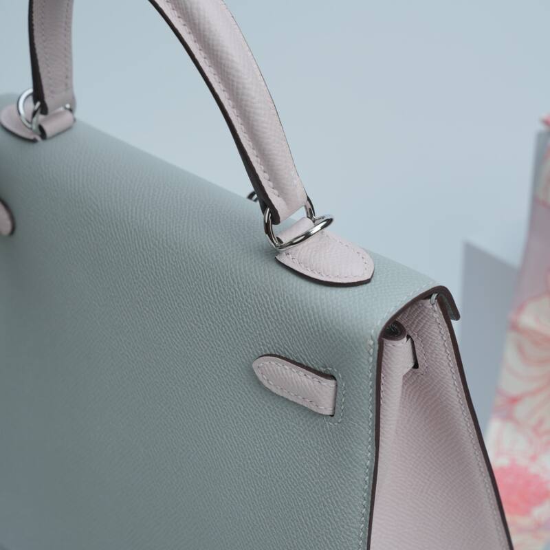 Hermes Kelly Light grey and pale pink Epsom shoulder — 1:1 Replica