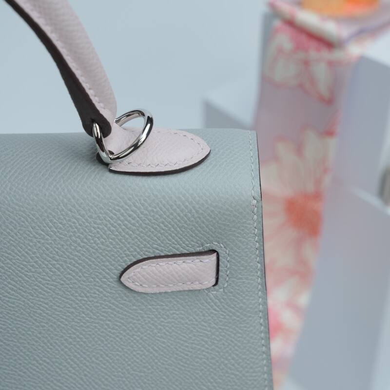 Hermes Kelly Light grey and pale pink Epsom shoulder — 1:1 Replica