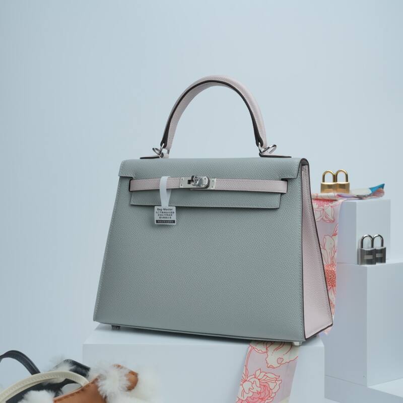 Hermes Kelly Light grey and pale pink Epsom shoulder — 1:1 Replica