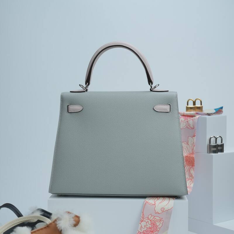 Hermes Kelly Light grey and pale pink Epsom shoulder — 1:1 Replica