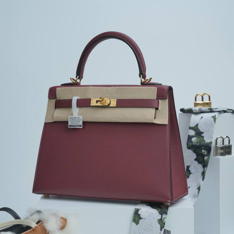 Hermes Kelly Burgundy Epsom handbag — 1:1 Replica