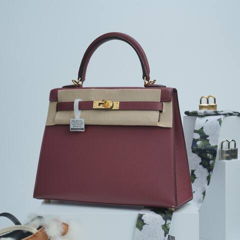 Hermes Kelly Burgundy Epsom handbag 1 1 Replica