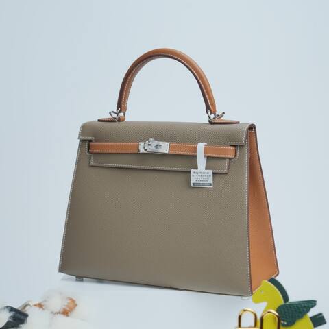 Hermes Kelly Etoupe Tan Epsom shoulder Premium Replica