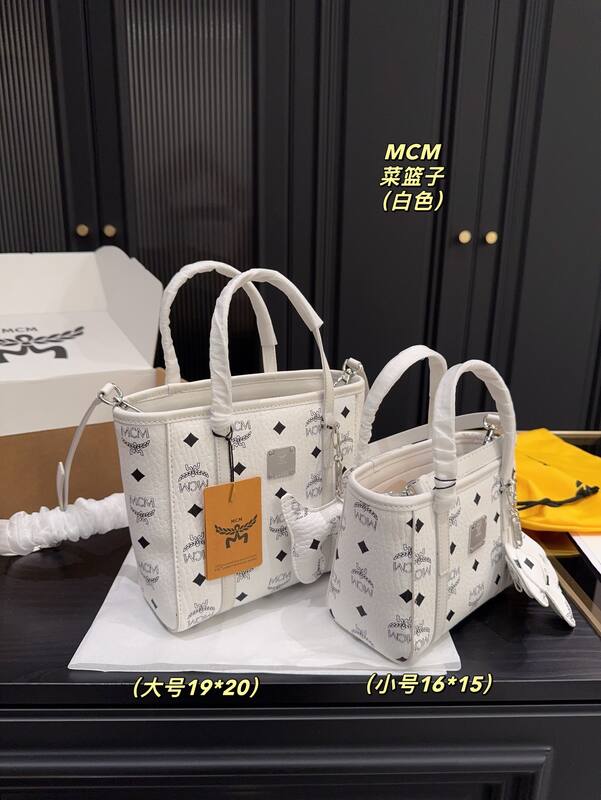 MCM Toni White Visetos 16*15cm tote — Top Quality Replica