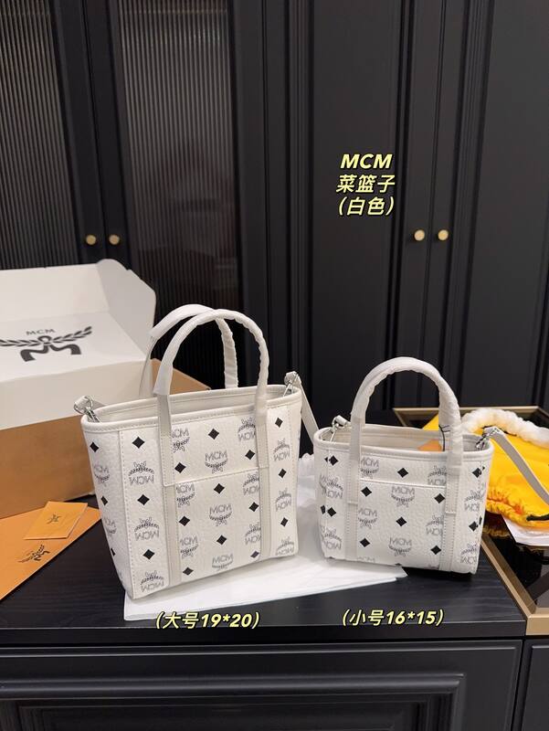 MCM Toni White Visetos 16*15cm tote — Top Quality Replica