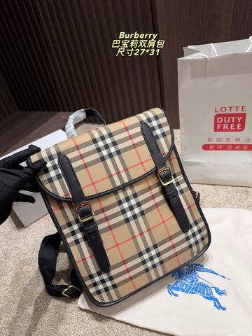Burberry Vintage Check with black leather trim 27 31cm backpack AAA Quality Replica