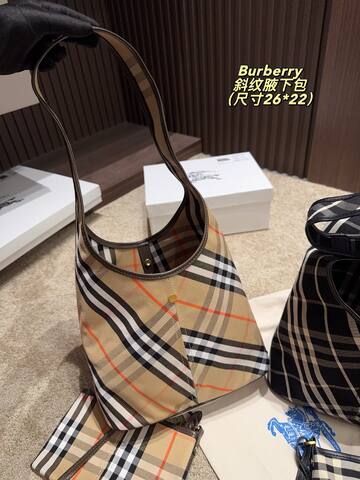 Burberry Beige Check Black Check 26 22cm shoulder Premium Replica