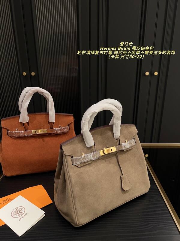 Hermes Birkin Taupe suede 30 22 work — AAA Quality Replica