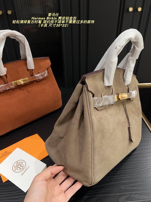 Hermes Birkin Taupe suede 30 22 work — AAA Quality Replica