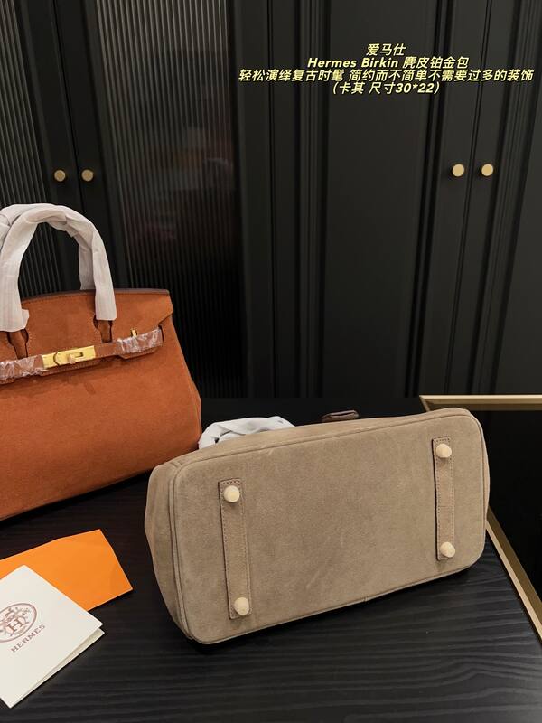 Hermes Birkin Taupe suede 30 22 work — AAA Quality Replica