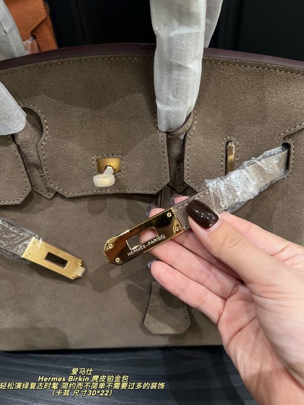 Hermes Birkin Taupe suede 30 22 work — AAA Quality Replica