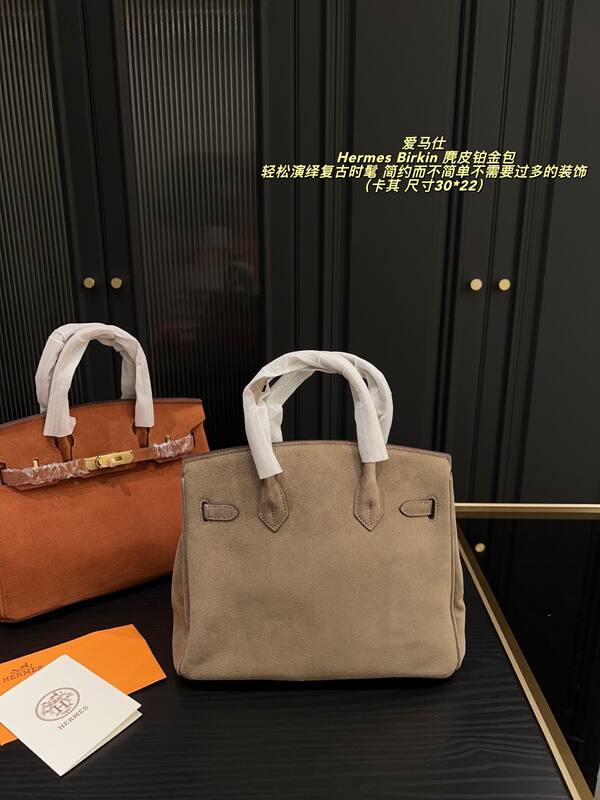 Hermes Birkin Taupe suede 30 22 work — AAA Quality Replica