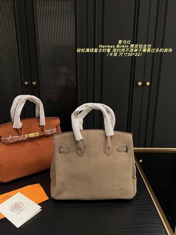 Hermes Birkin Taupe suede 30 22 work AAA Quality Replica