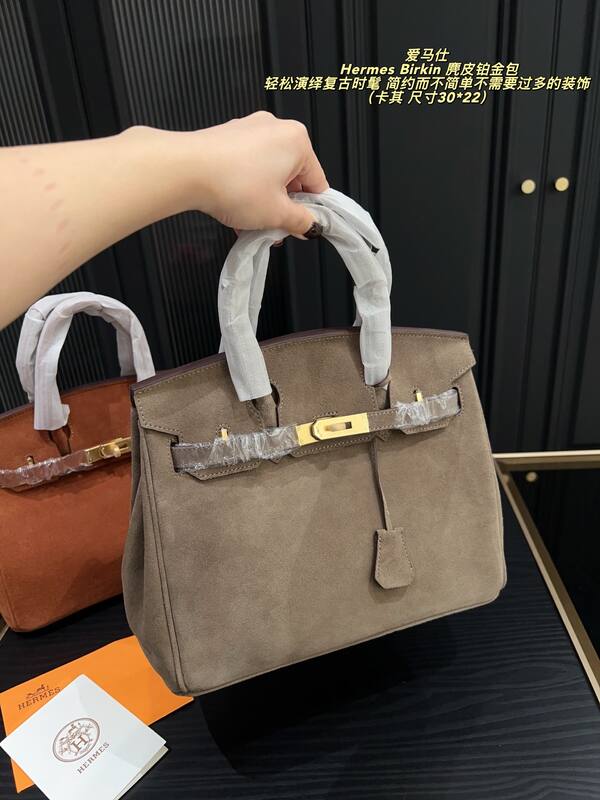 Hermes Birkin Taupe suede 30 22 work — AAA Quality Replica