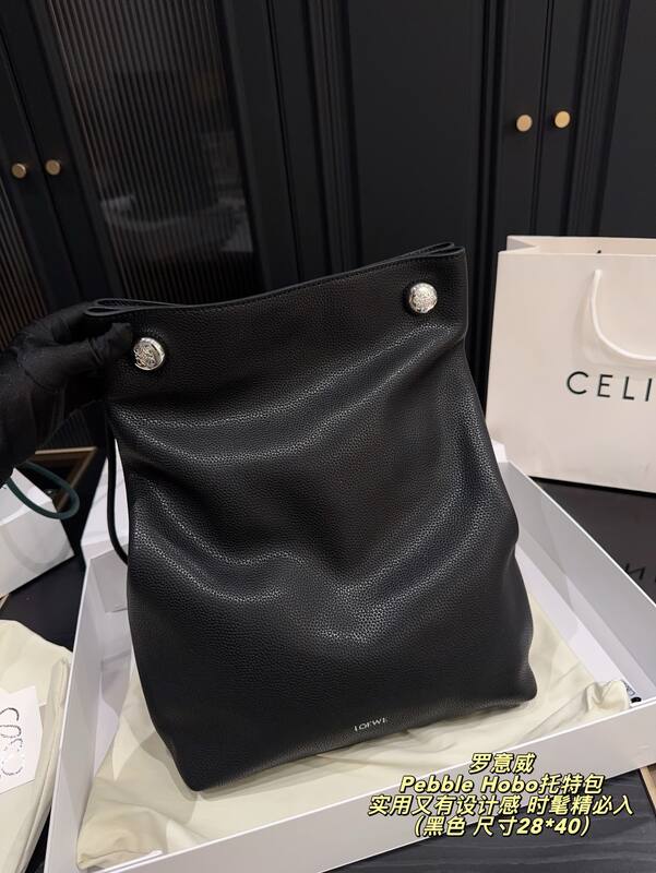 Loewe Pebble Hobo Black 28*40cm tote — AAA Quality Replica