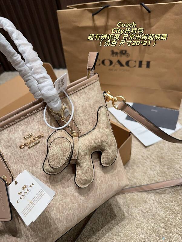 Coach City Light Beige Signature Canvas 20*21cm tote — Premium Replica