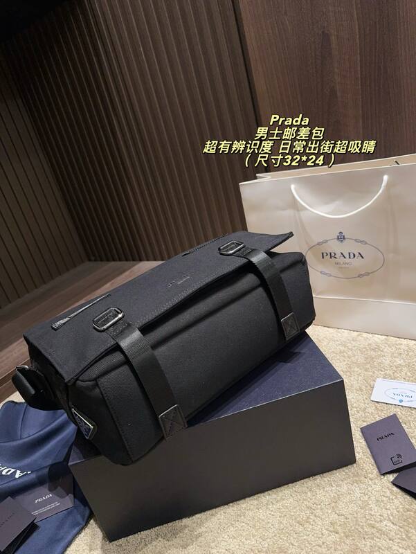 Prada Black canvas 32*24cm crossbody — AAA Quality Replica