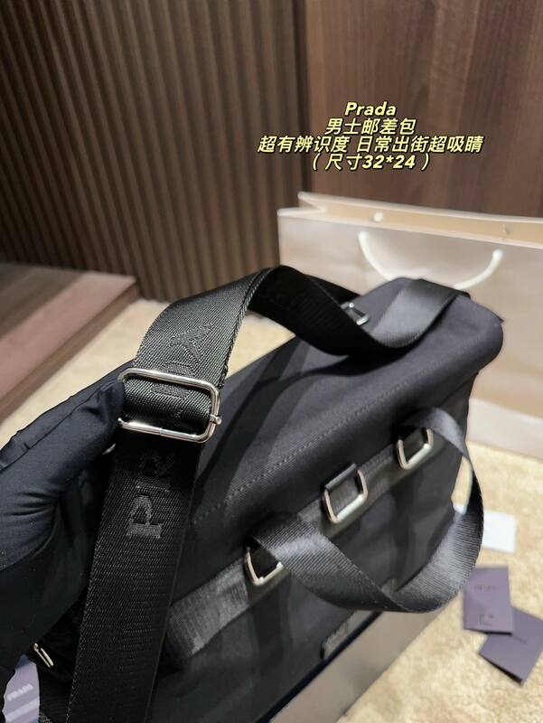 Prada Black canvas 32*24cm crossbody — AAA Quality Replica