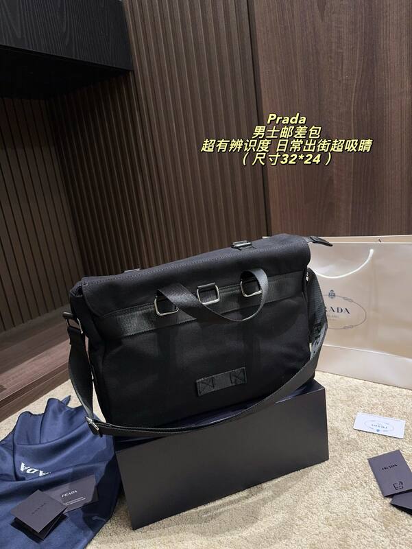 Prada Black canvas 32*24cm crossbody — AAA Quality Replica