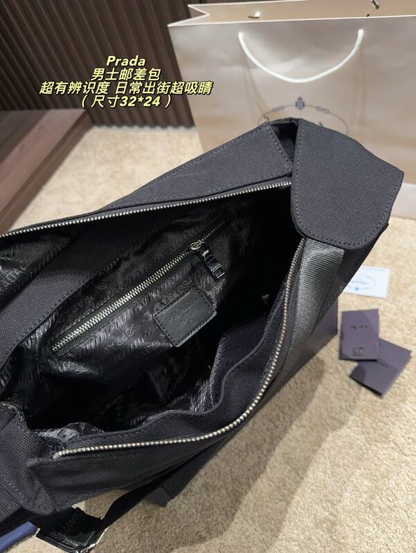 Prada Black canvas 32*24cm crossbody — AAA Quality Replica