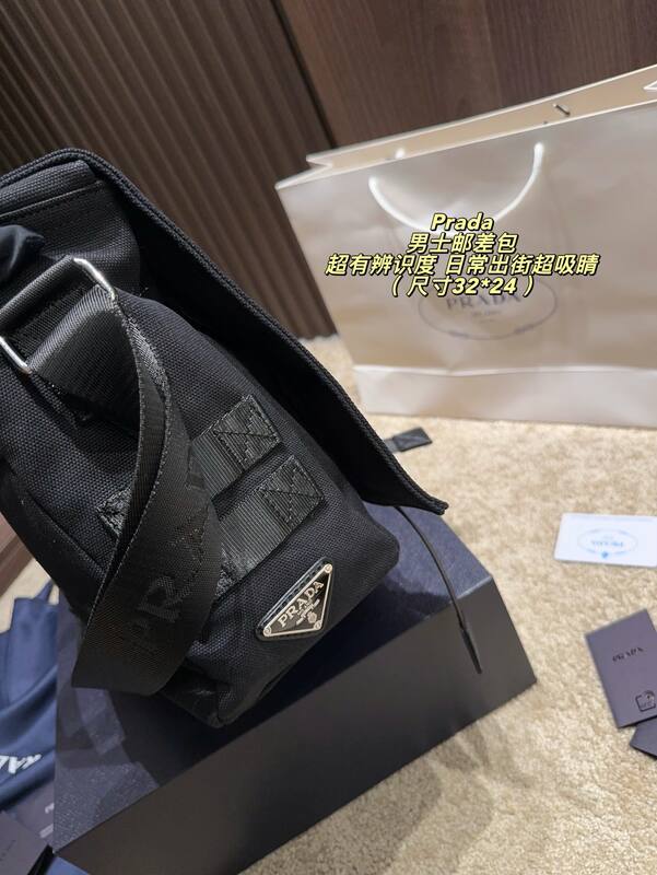 Prada Black canvas 32*24cm crossbody — AAA Quality Replica