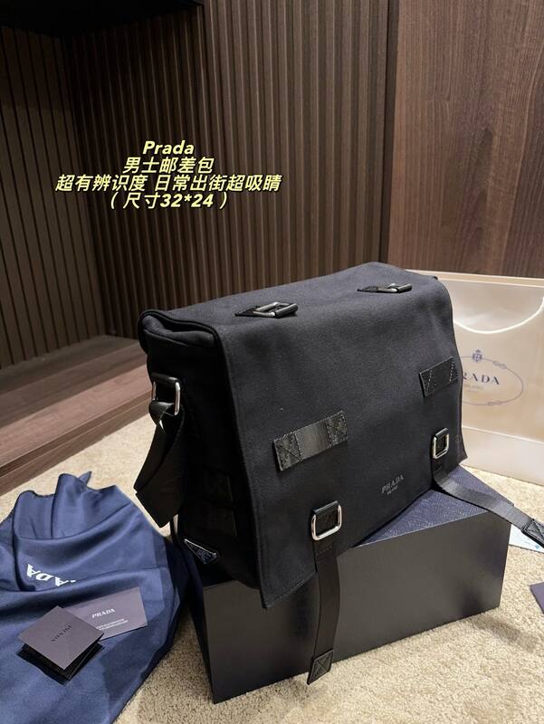 Prada Black canvas 32*24cm crossbody — AAA Quality Replica