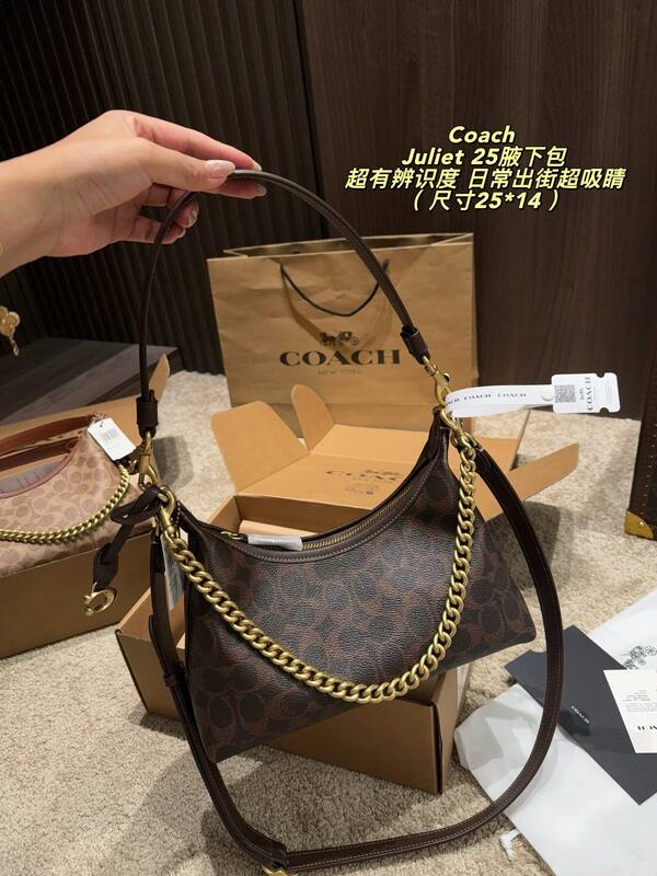 Coach Juliet 25 Brown Signature Monogram 25*14cm shoulder — Premium Replica