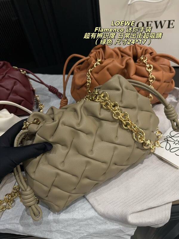 Loewe Flamenco Khaki Woven Leather 24*17cm crossbody — Premium Replica