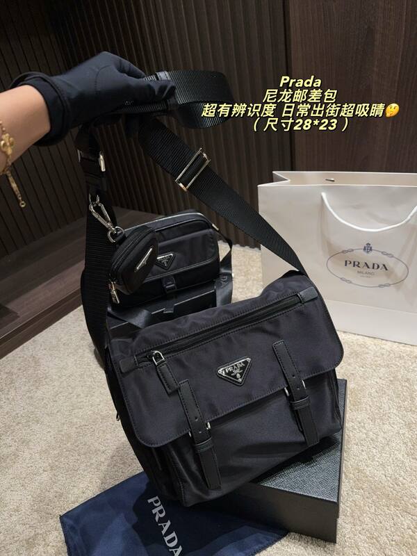 Prada Nylon black 28*23cm crossbody — Top Quality Replica