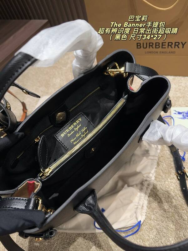 Burberry The Banner Black 34*27cm tote — AAA Quality Replica