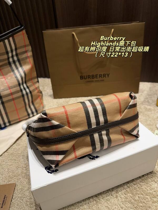 Burberry Highlands Vintage Check with Brown Leather Trim 22*13cm shoulder — Top Quality Replica