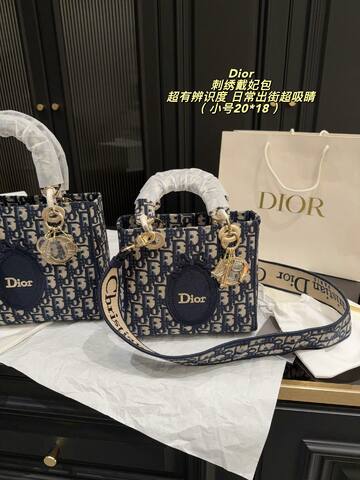 Dior Lady Blue Oblique embroidery 20x18cm shoulder Top Quality Replica