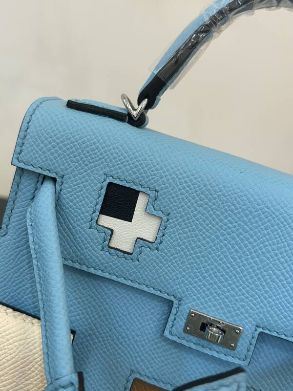 Hermes Mosaic Blue Epsom leather top handle — 1:1 Replica