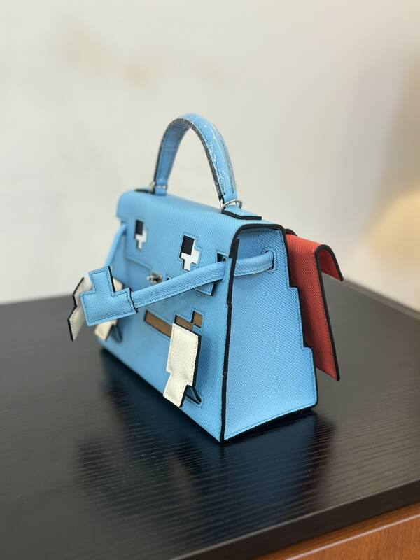 Hermes Mosaic Blue Epsom leather top handle — 1:1 Replica