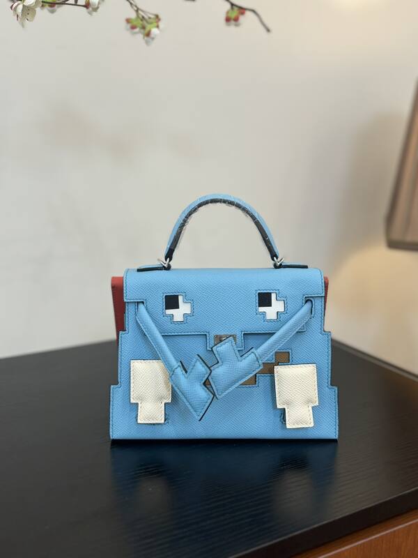 Hermes Mosaic Blue Epsom leather top handle — 1:1 Replica