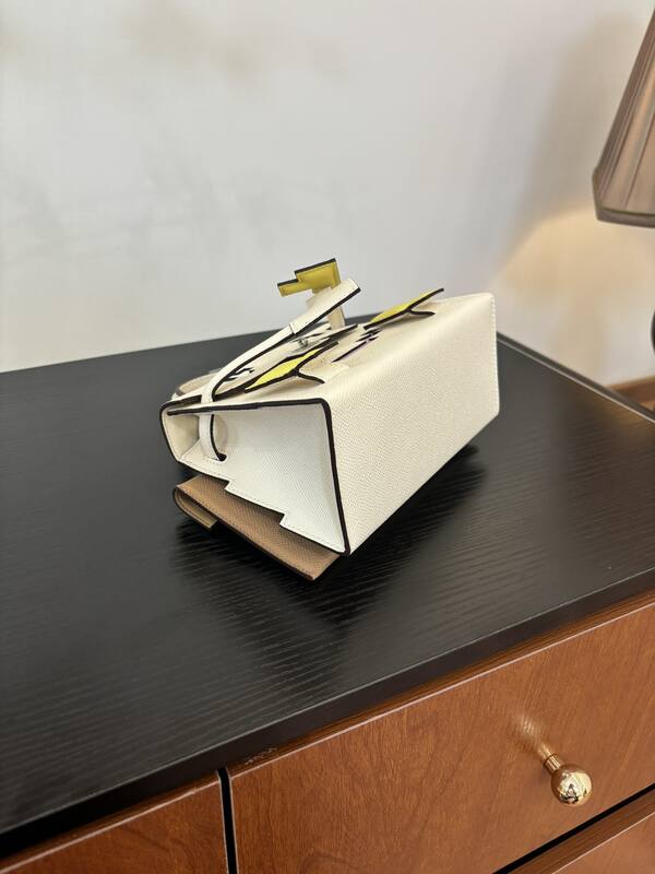 Hermes Mosaic White Epsom with multicolor accents mini top handle — Premium Replica