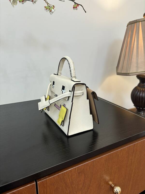 Hermes Mosaic White Epsom with multicolor accents mini top handle — Premium Replica