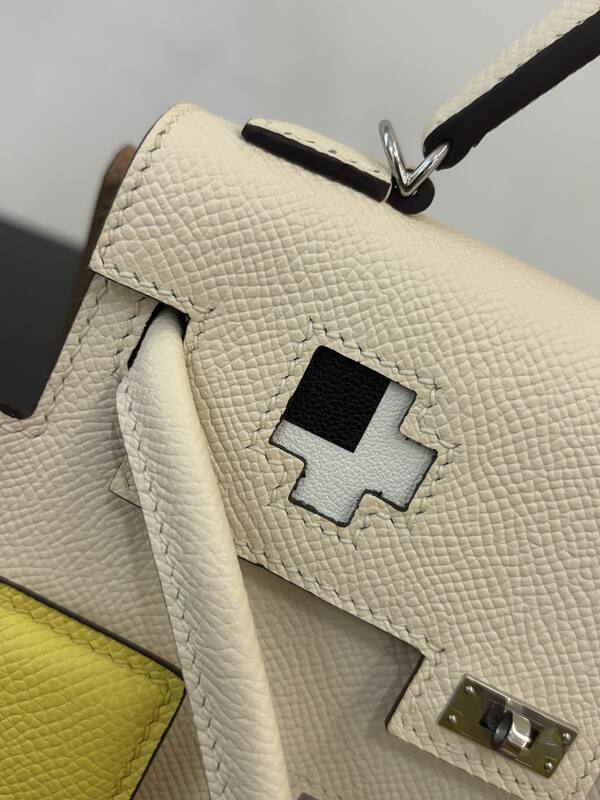 Hermes Mosaic White Epsom with multicolor accents mini top handle — Premium Replica