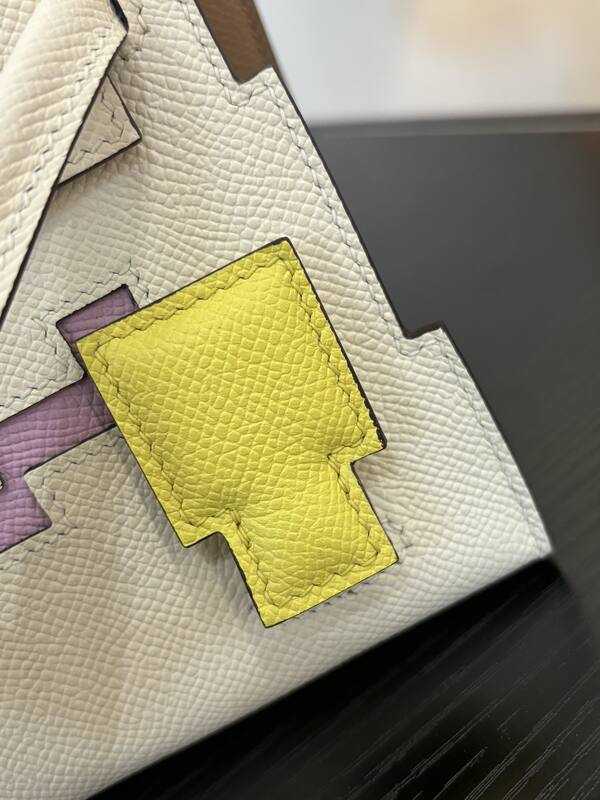 Hermes Mosaic White Epsom with multicolor accents mini top handle — Premium Replica