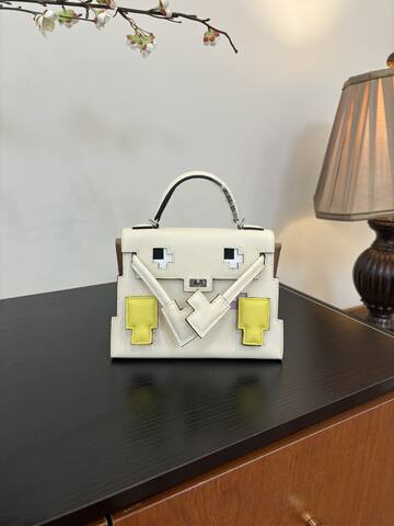 Hermes Mosaic White Epsom with multicolor accents mini top handle Premium Replica